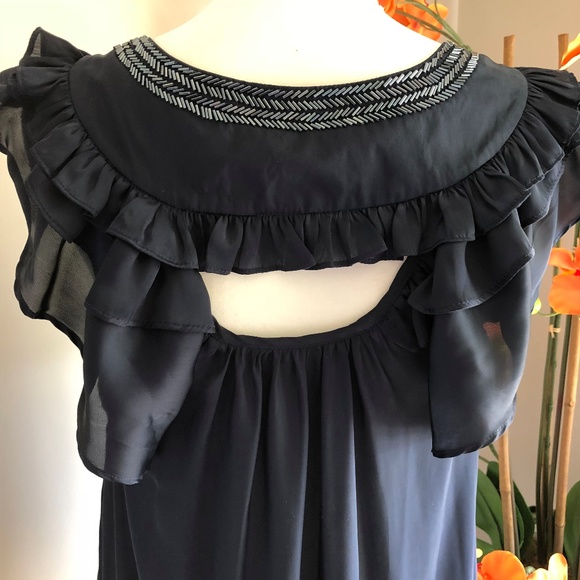 Navy Blue Ruffled Top - Picture 4 of 5